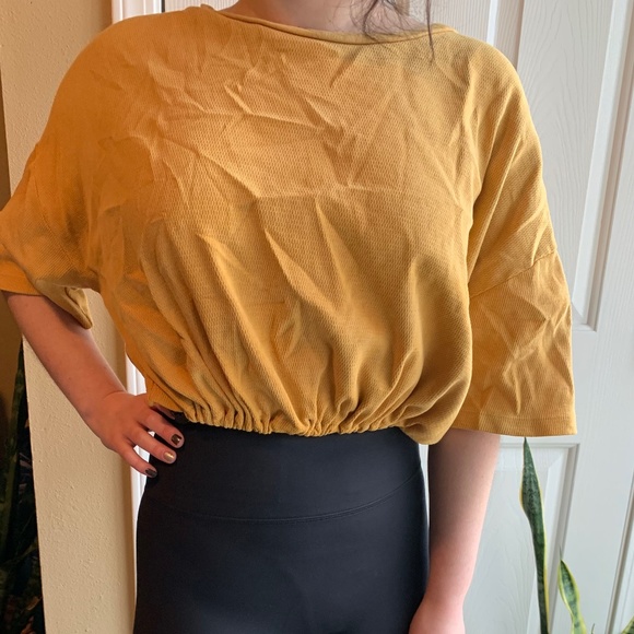 Yellow Drawstring Crop Top - Picture 3 of 7